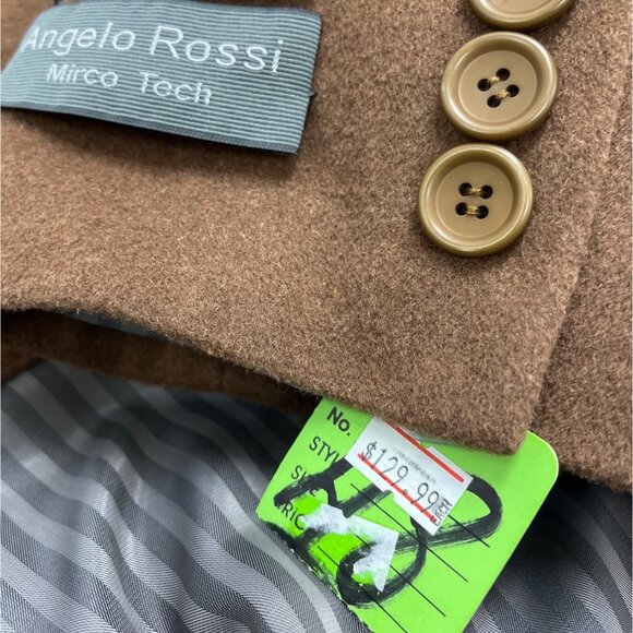 Vintage Angelo Rossi Mens Brown Wool Blend Overcoat With Notched Lapel - Picture 10 of 11
